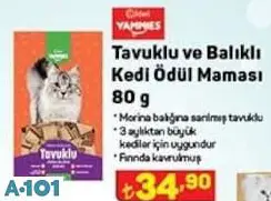 KİWİ YAMMİES TAVUKLU VE BALIKLI KEDİ ÖDÜL MAMASI 80G